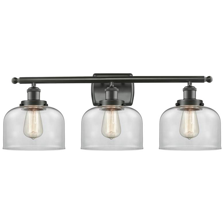 Image 1 Ballston Urban Bell 8" 28"W 3 Light Bronze Bath Vanity Light w/ C