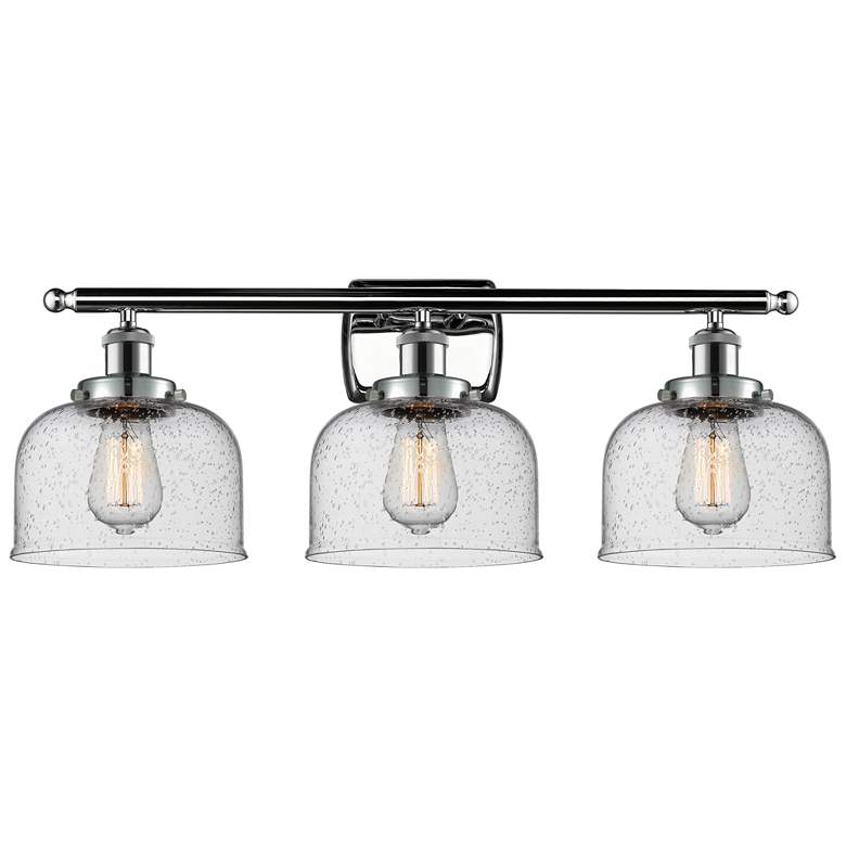 Image 1 Ballston Urban Bell 8" 28"W 3 Light Chrome Bath Light w/ Seedy Sh