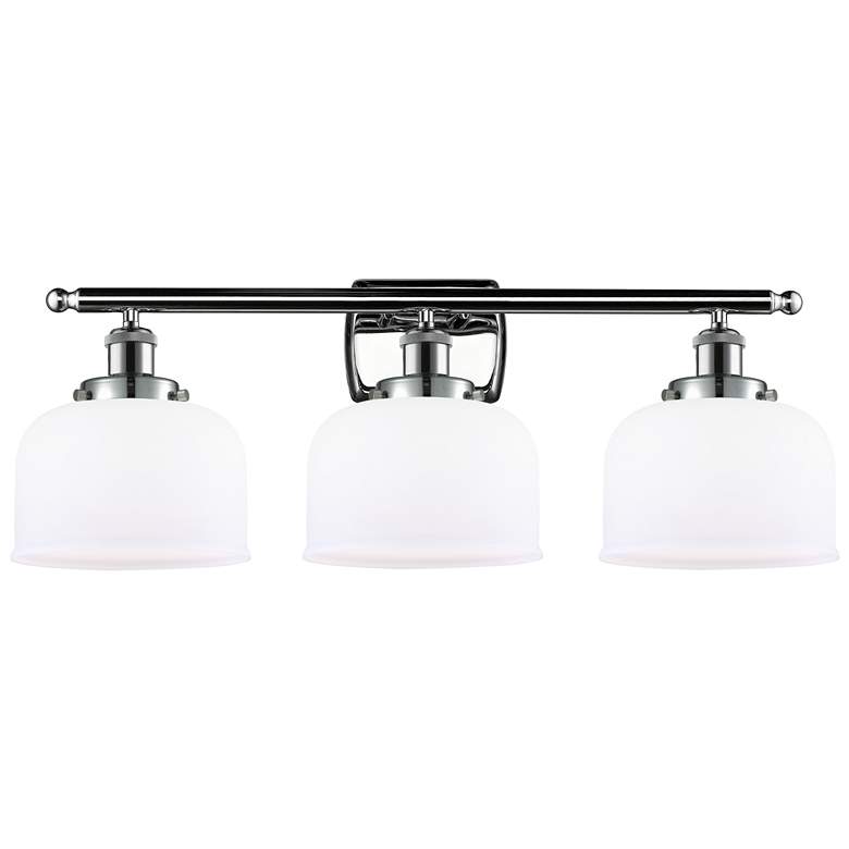 Image 1 Ballston Urban Bell 8" 28"W 3 Light Chrome Bath Light w/ White Sh