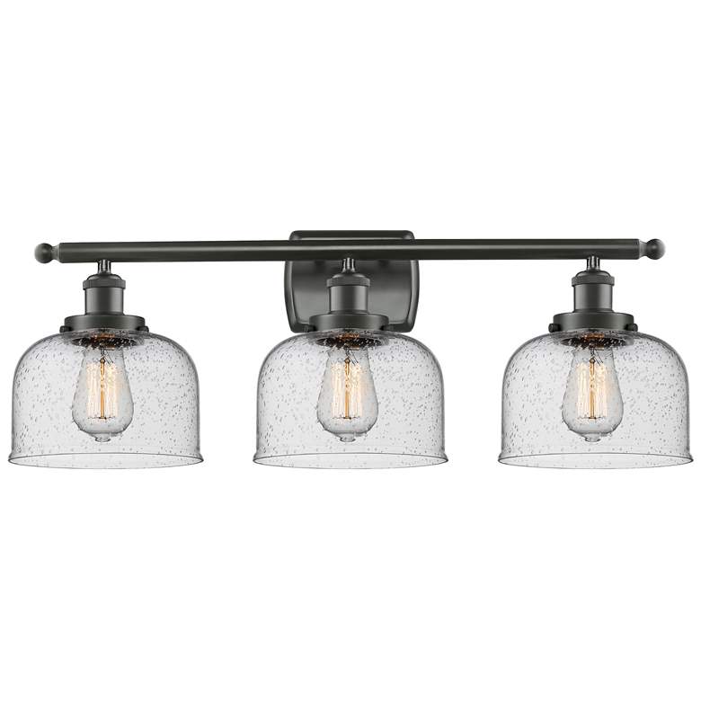 Image 1 Ballston Urban Bell 8" 3 Light 28" LED Bath Light - Bronze - Seed