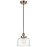 Ballston Urban Bell 8" Antique Copper Corded Mini Pendant w/ Deco Shad