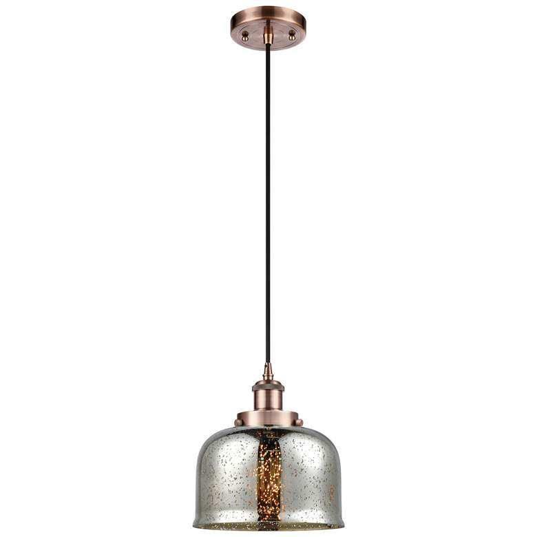 Image 1 Ballston Urban Bell 8" Antique Copper Corded Mini Pendant w/ Mercury S