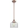 Ballston Urban Bell 8" Antique Copper Stemmed Mini Pendant w/ Clear Sh