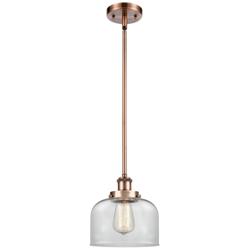Ballston Urban Bell 8" Antique Copper Stemmed Mini Pendant w/ Clear Sh
