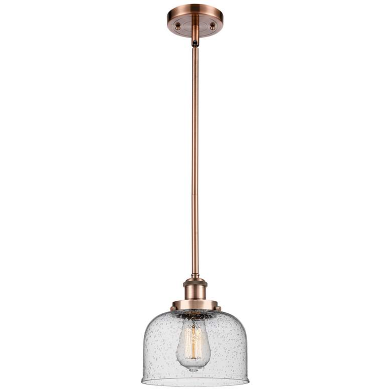 Image 1 Ballston Urban Bell 8" Antique Copper Stemmed Mini Pendant w/ Seedy Sh