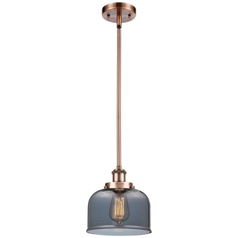 Image 1 Ballston Urban Bell 8" Antique Copper Stemmed Mini Pendant w/ Smoke Sh