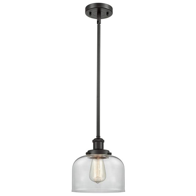 Image 1 Ballston Urban Bell 8" Bronze Stemmed Mini Pendant w/ Clear Shade