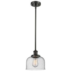Ballston Urban Bell 8" Bronze Stemmed Mini Pendant w/ Seedy Shade