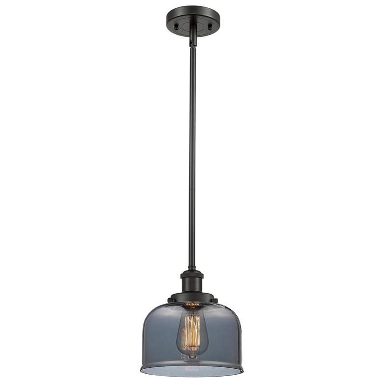 Image 1 Ballston Urban Bell 8" Bronze Stemmed Mini Pendant w/ Smoke Shade