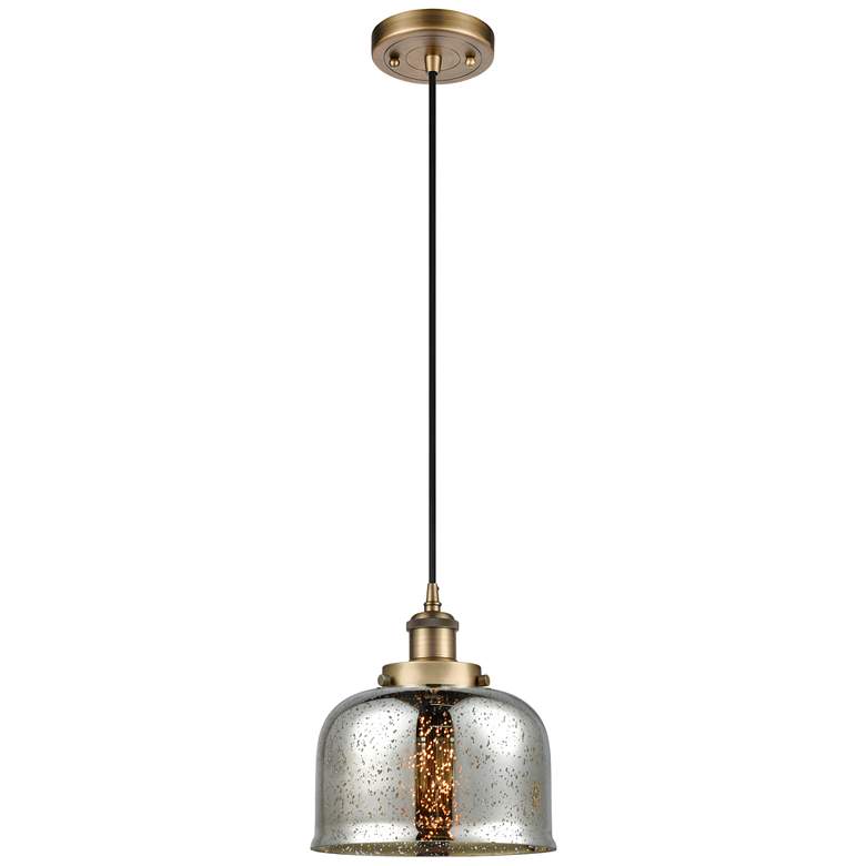 Image 1 Ballston Urban Bell 8" Brushed Brass Corded Mini Pendant w/ Mercury Sh
