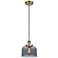 Ballston Urban Bell 8" Brushed Brass Corded Mini Pendant w/ Smoke Shad