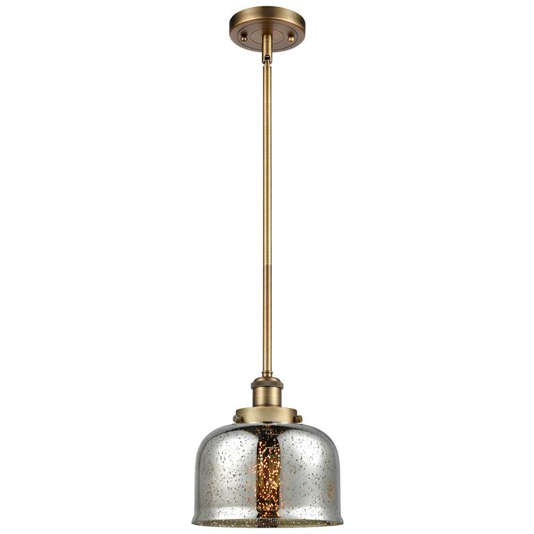 Image 1 Ballston Urban Bell 8" Brushed Brass Stemmed Mini Pendant w/ Mercury S