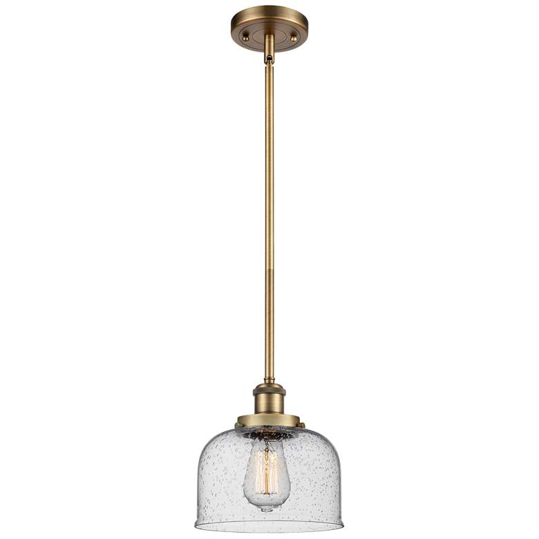 Image 1 Ballston Urban Bell 8 inch Brushed Brass Stemmed Mini Pendant w/ Seedy Sha