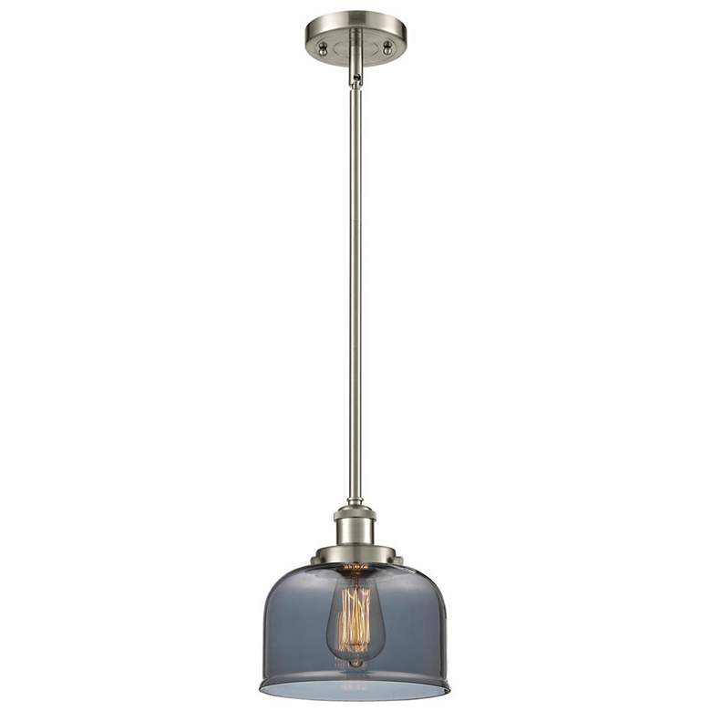 Image 1 Ballston Urban Bell 8" Brushed Nickel Stemmed Mini Pendant w/ Smoke Sh