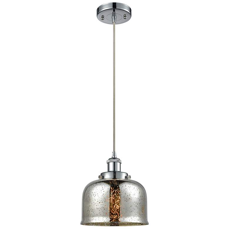 Image 1 Ballston Urban Bell 8" Chrome Corded Mini Pendant w/ Mercury Shade