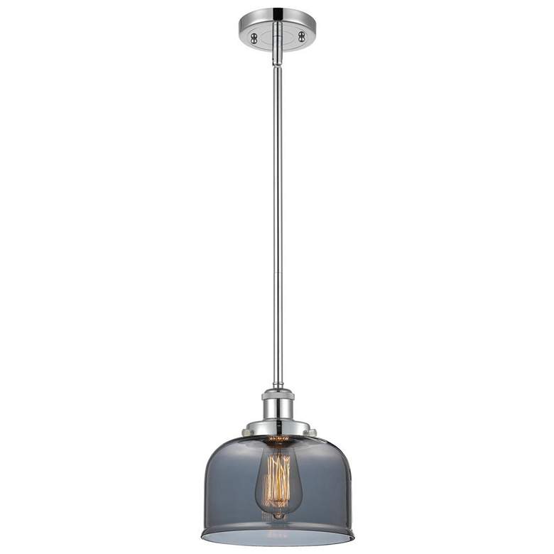 Image 1 Ballston Urban Bell 8" Chrome Stemmed Mini Pendant w/ Smoke Shade