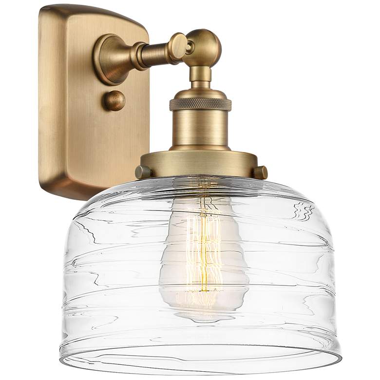 Image 1 Ballston Urban Bell 8" Incandescent Sconce - Brass Finish - Swirl Shad