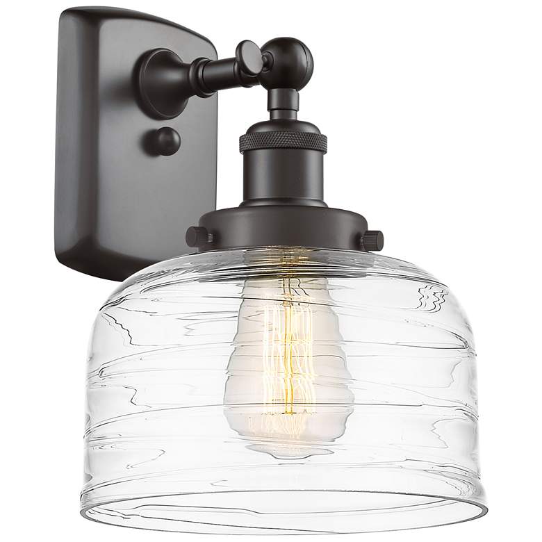 Image 1 Ballston Urban Bell 8" Incandescent Sconce - Bronze Finish - Swirl Sha