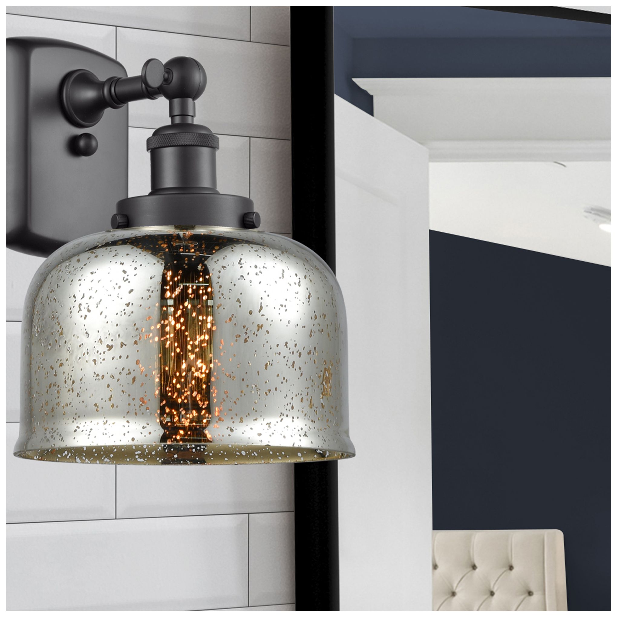 Ballston Urban Bell 8" Incandescent Sconce - Matte Black - Mercury Sha
