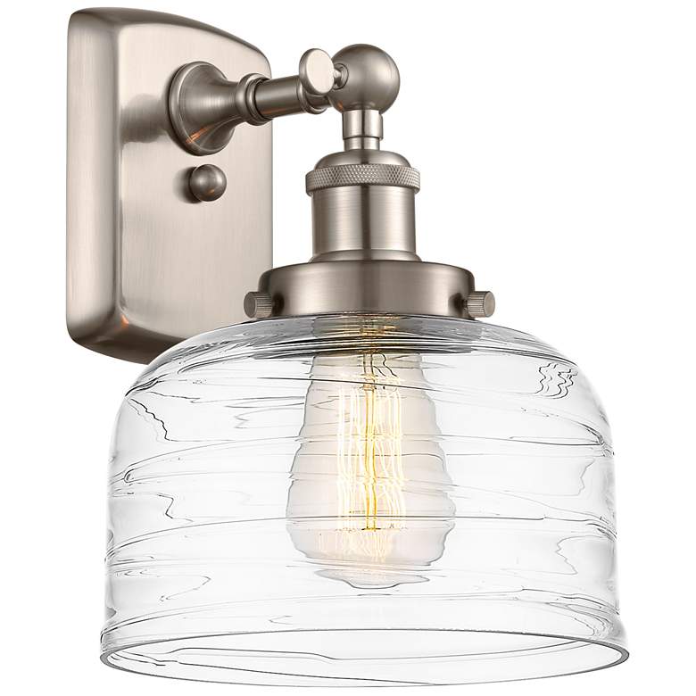 Image 1 Ballston Urban Bell 8" Incandescent Sconce - Nickel Finish - Swirl Sha