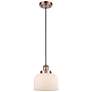 Ballston Urban Bell 8" LED Mini Pendant - Antique Copper - Matte White