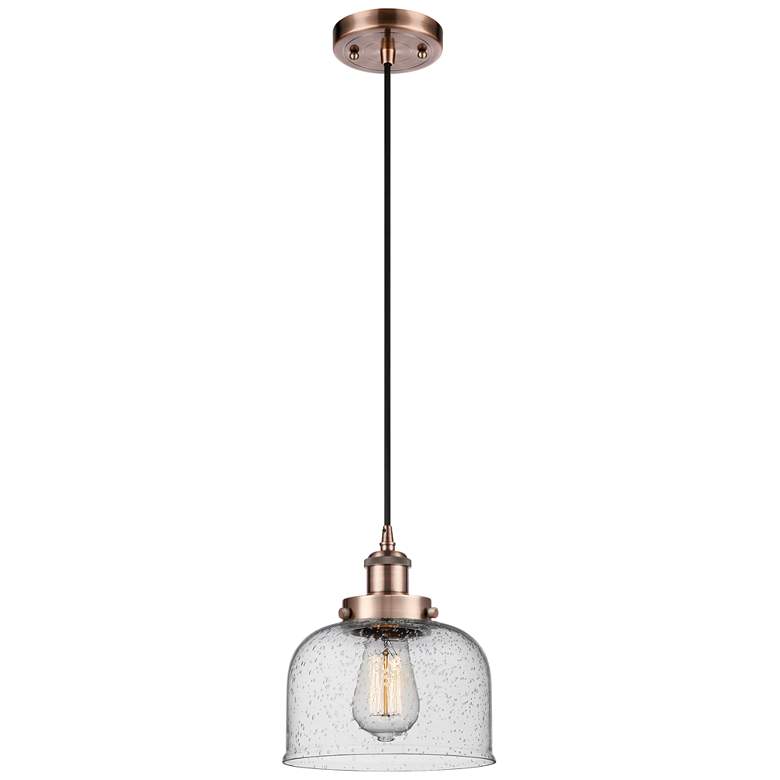 Image 1 Ballston Urban Bell 8" LED Mini Pendant - Antique Copper - Seedy Shade