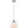 Ballston Urban Bell 8" LED Mini Pendant - Polished Nickel - Matte Whit