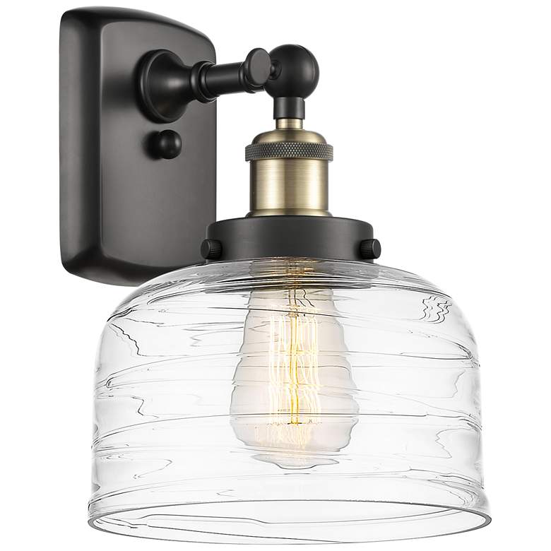 Image 1 Ballston Urban Bell 8 inch LED Sconce - Black Brass Finish - Swirl Shade