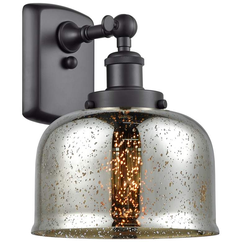 Image 1 Ballston Urban Bell 8" LED Sconce - Matte Black Finish - Mercury Shade