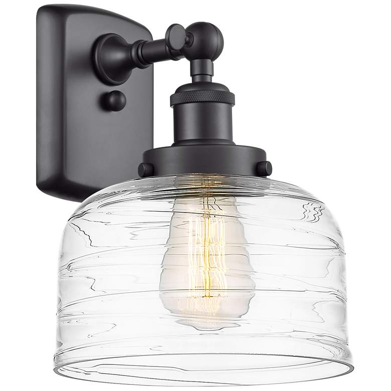 Image 1 Ballston Urban Bell 8" LED Sconce - Matte Black Finish - Swirl Shade