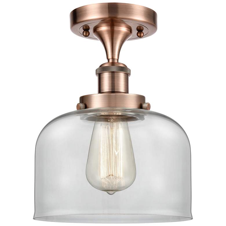 Image 1 Ballston Urban Bell  8 inch LED Semi-Flush Mount - Antique Copper - Clear 