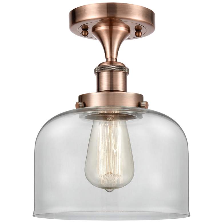 Image 1 Ballston Urban Bell 8" LED Semi-Flush Mount - Antique Copper - Clear