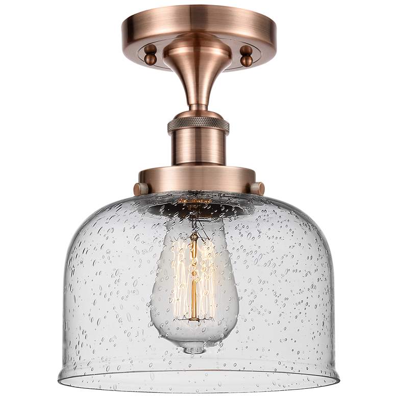 Image 1 Ballston Urban Bell 8" LED Semi-Flush Mount - Antique Copper - Seedy