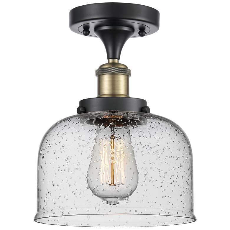 Image 1 Ballston Urban Bell 8" LED Semi-Flush Mount - Black Antique Brass - S