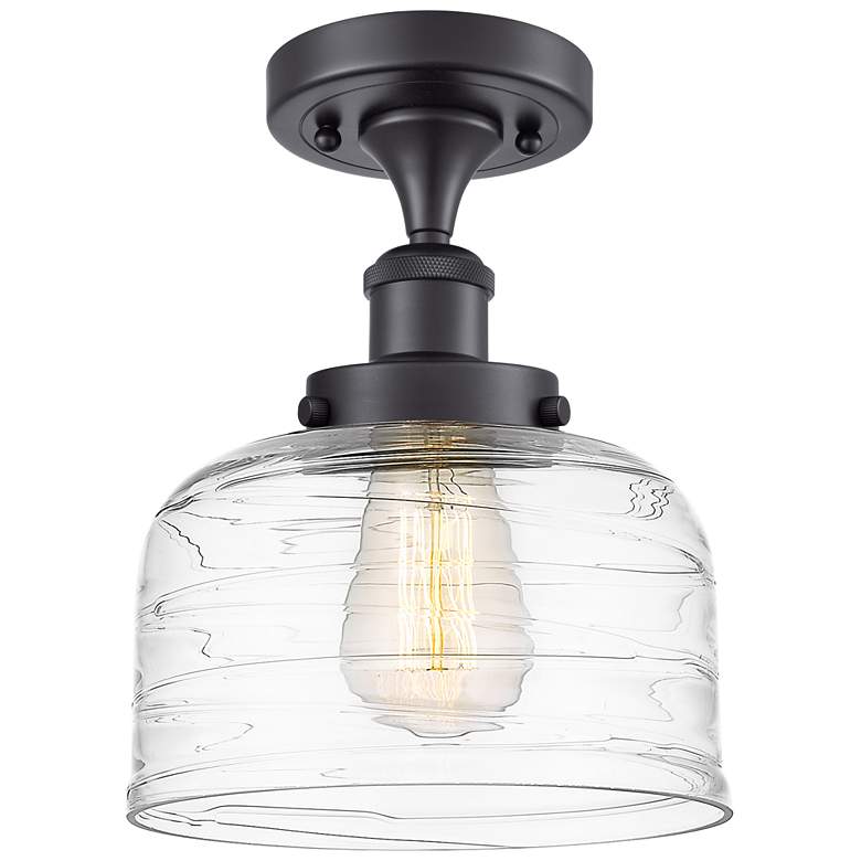 Image 1 Ballston Urban Bell 8" LED Semi-Flush Mount - Black - Clear Deco Swir