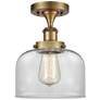 Ballston Urban Bell  8" LED Semi-Flush Mount - Brushed Brass - Clear S
