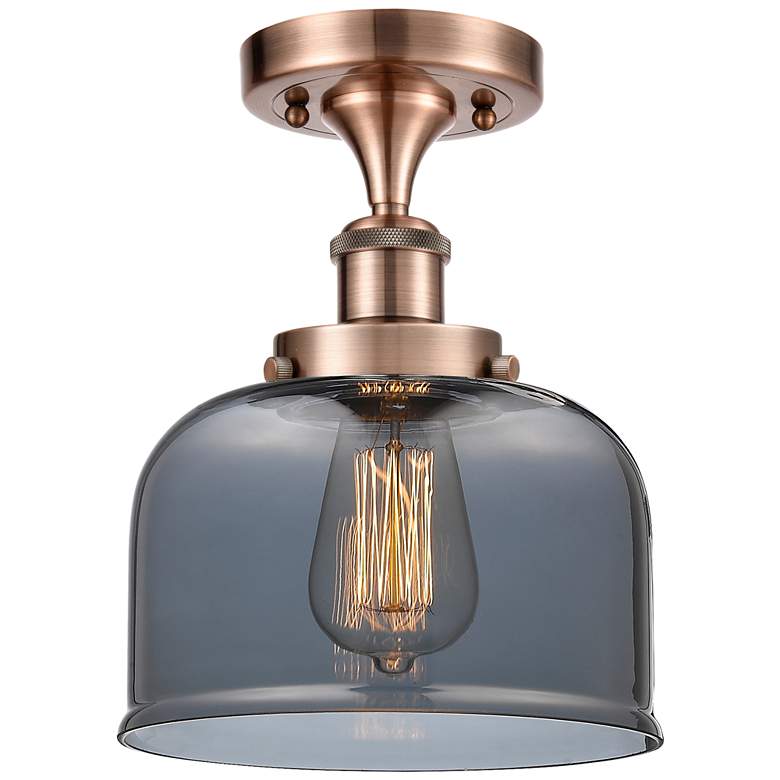 Image 1 Ballston Urban Bell 8" LED Semi-Flush Mount - Copper - Plated Smoke