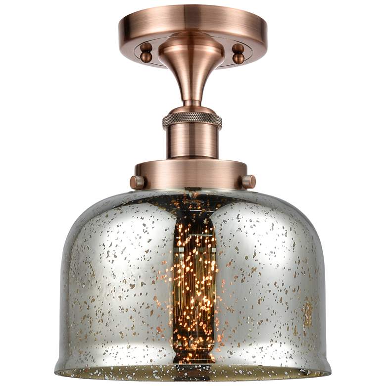 Image 1 Ballston Urban Bell 8" LED Semi-Flush Mount - Copper - Silver Mercury