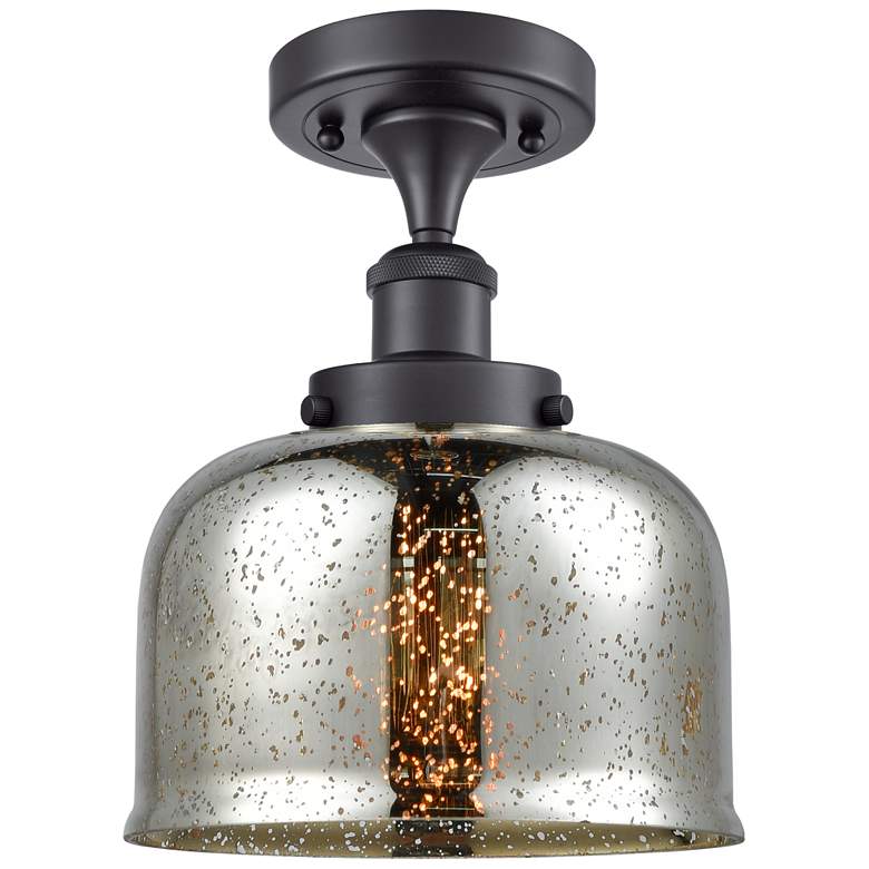 Image 1 Ballston Urban Bell 8" LED Semi-Flush Mount - Matte Black - Silver Me
