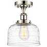 Ballston Urban Bell  8" LED Semi-Flush - Polished Nickel - Clear Deco