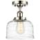 Ballston Urban Bell  8" LED Semi-Flush - Polished Nickel - Clear Deco