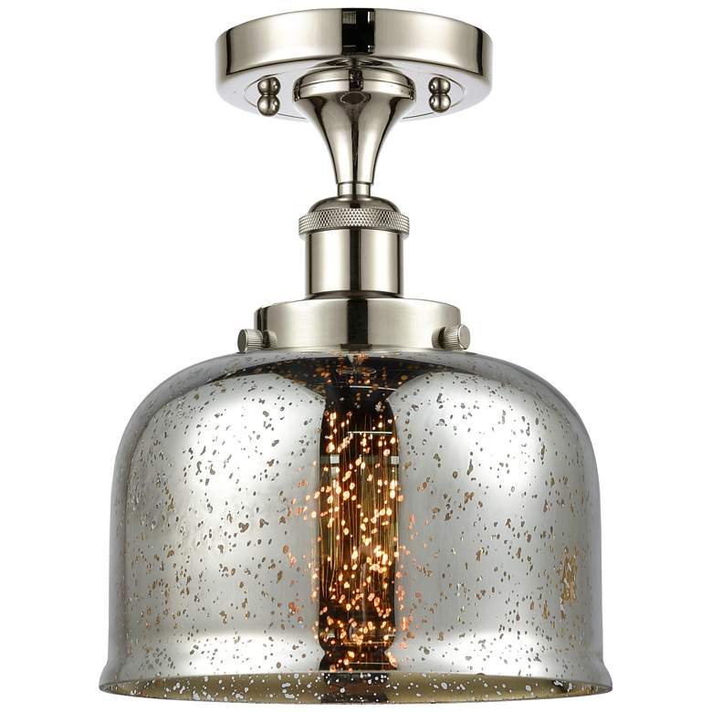Image 1 Ballston Urban Bell 8" LED Semi-Flush - Polished Nickel - Silver Merc