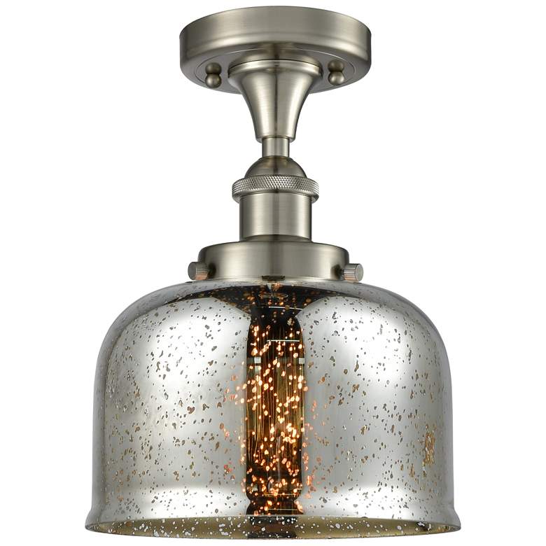 Image 1 Ballston Urban Bell 8" LED Semi-Flush - Satin Nickel - Silver Mercury