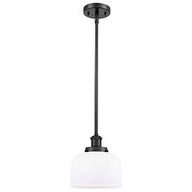 Image1 of Ballston Urban Bell 8" Matte Black Stemmed Mini Pendant w/ White Shade