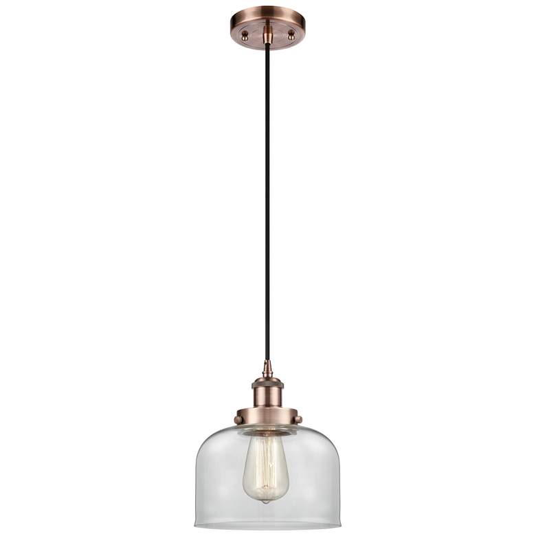 Image 1 Ballston Urban Bell 8" Mini Pendant - Antique Copper - Clear Shade