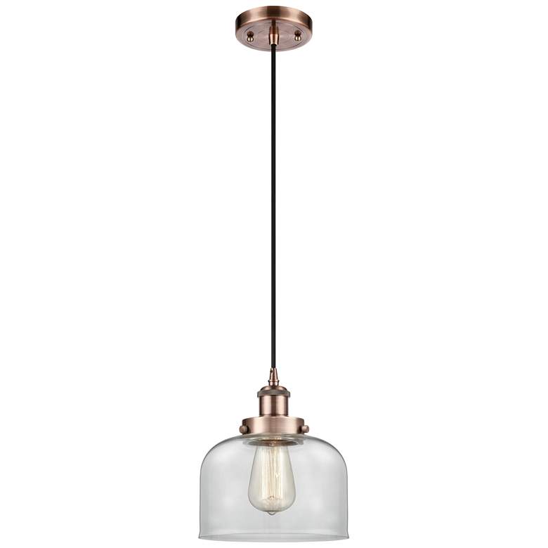 Image 1 Ballston Urban Bell 8 inch Mini Pendant - Antique Copper - Clear Shade