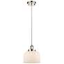 Ballston Urban Bell 8" Mini Pendant - Polished Nickel - Matte White Sh