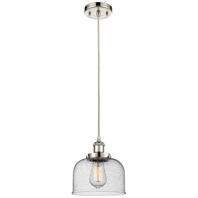Image 1 Ballston Urban Bell 8" Mini Pendant - Polished Nickel - Seedy Shade