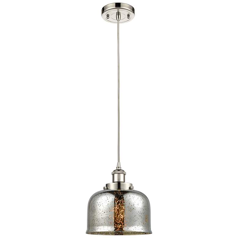 Image 1 Ballston Urban Bell 8" Polished Nickel Corded Mini Pendant w/ Mercury