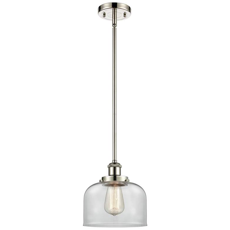 Image 1 Ballston Urban Bell 8" Polished Nickel Stemmed Mini Pendant w/ Clear S